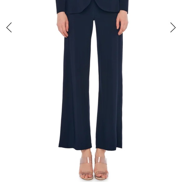 Norma Kamali High-Waist Straight Leg Pant in Midnight Blue - Picture 4 of 12